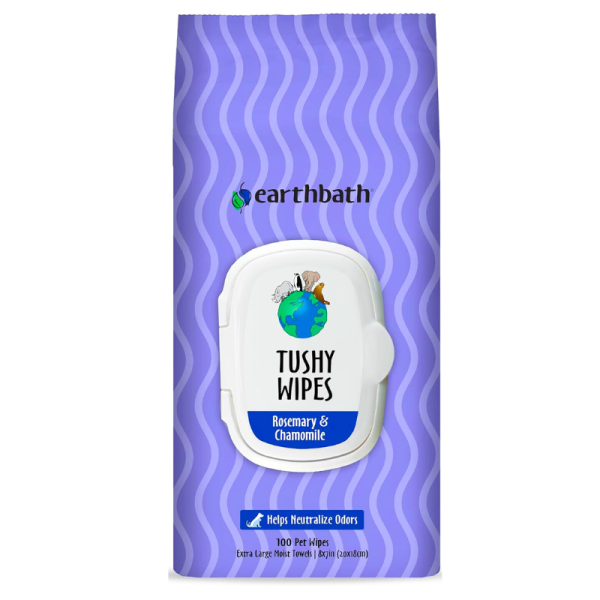 Earthbath Pet Tushy Wipes – Rosemary & Chamomile Scent, 20x18cm
