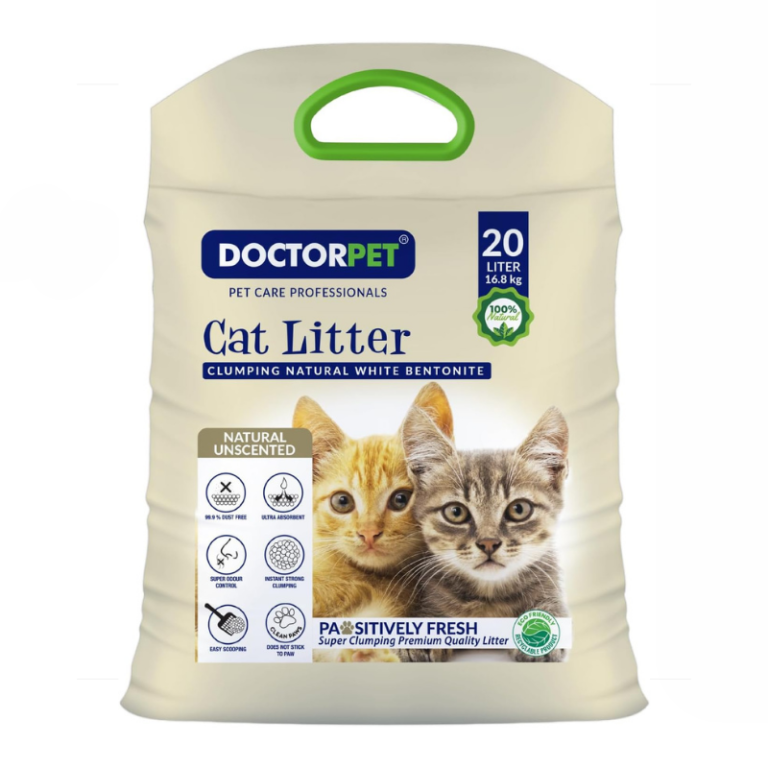 Doctor Pet Cat Litter Unscented 20L – Premium Clumping Bentonite for Cats