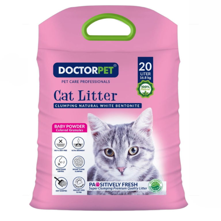 Doctor Pet Cat Litter Baby Powder 20L – Natural Clumping Bentonite for Cats