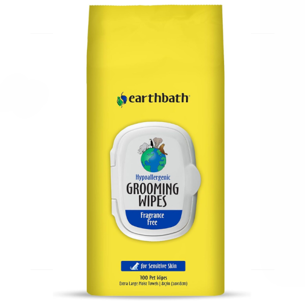 Earthbath Hypoallergenic Grooming Wipes for Cats & Dogs – 100 Wipes