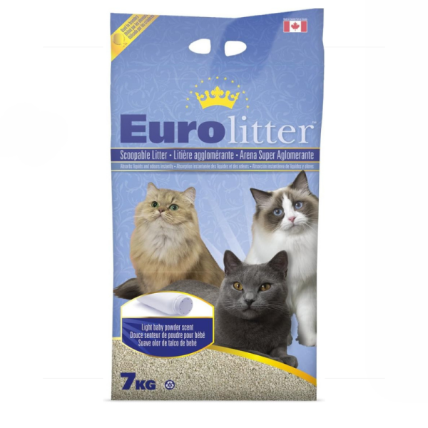 Euro Litter Baby Powder Scent Clumping Cat Litter 7kg for Cats