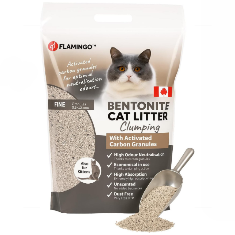 Flamingo Bentonite Clumping Cat Litter with Activated Carbon Granules 12kg for Cats