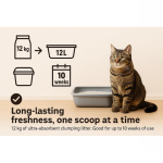 Flamingo Bentonite Clumping Cat Litter with Activated Carbon Granules 12kg for Cats