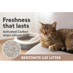 Flamingo Bentonite Clumping Cat Litter with Activated Carbon Granules 12kg for Cats