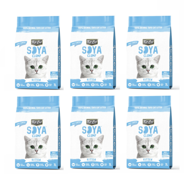Kit Cat Soya Cat Litter Baby Powder Scent – 6 x 7L for Kittens