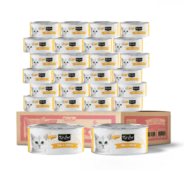 Kit Cat Wet Cat Food with Deboned Tuna & Chicken Toppers – 24 x 80g