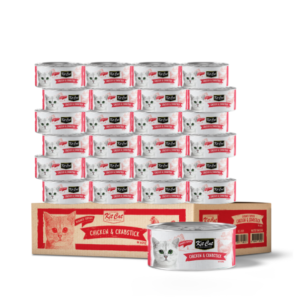 Kit Cat Wet Food Toppers with Deboned Chicken & Crabstick – 24 x 80g