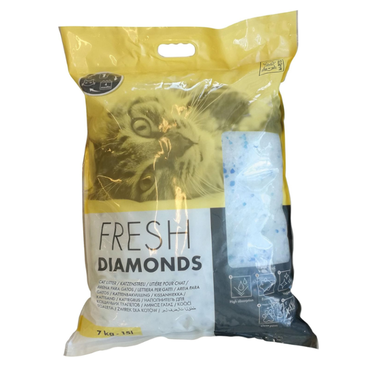 M-PETS Fresh Diamonds Silica Gel Cat Litter Non-Scented 15L