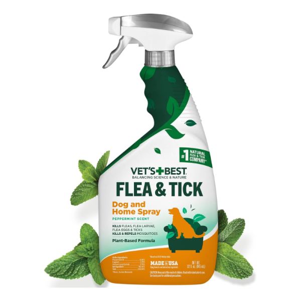 Vet's Best Flea & Tick Home Spray for Dogs – 945ml with Peppermint Oil & Eugenol