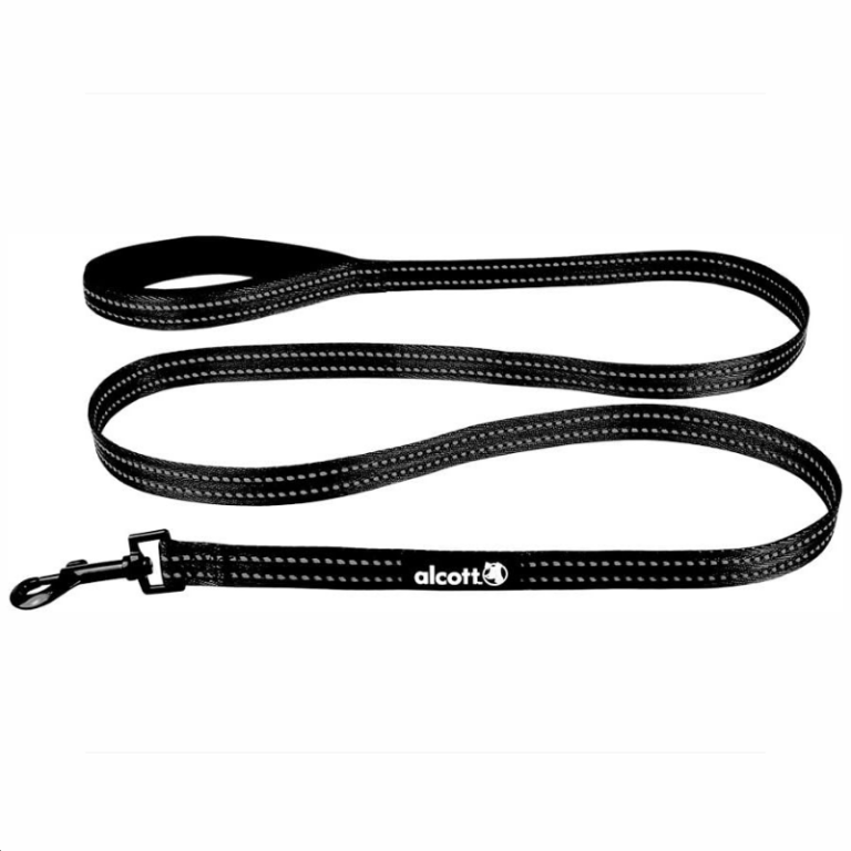 Alcott Adventure Medium Black Reflective Nylon Dog Leash (182x2cm)