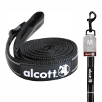 Alcott Adventure Medium Black Reflective Nylon Dog Leash (182x2cm)
