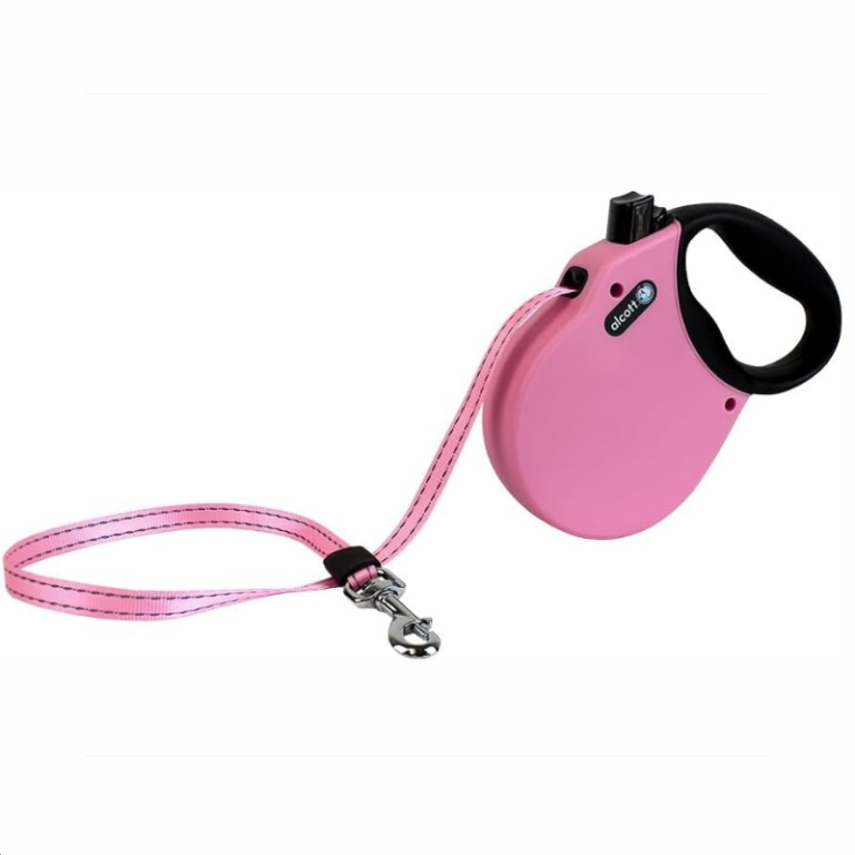 Alcott Adventure Medium Pink 5m Reflective & Retractable Leash for Dogs (Up to 30kg)
