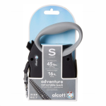 Alcott Adventure Small Black & Gray Reflective & Retractable Dog Leash 5m (Up to 20.4kg)