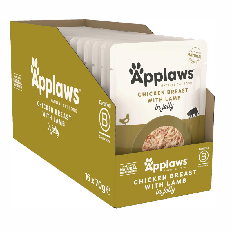 Petopiav1 (78) Applaws Natural Wet Cat Food – Tender Chicken Breast with Lamb in Jelly, 16 x 70g