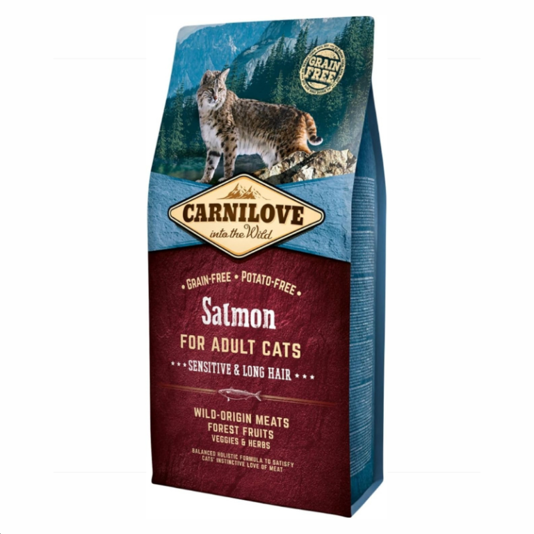 Carnilove Dry Food with Salmon for Sensitive & Long Haired Adult Cats 2kg