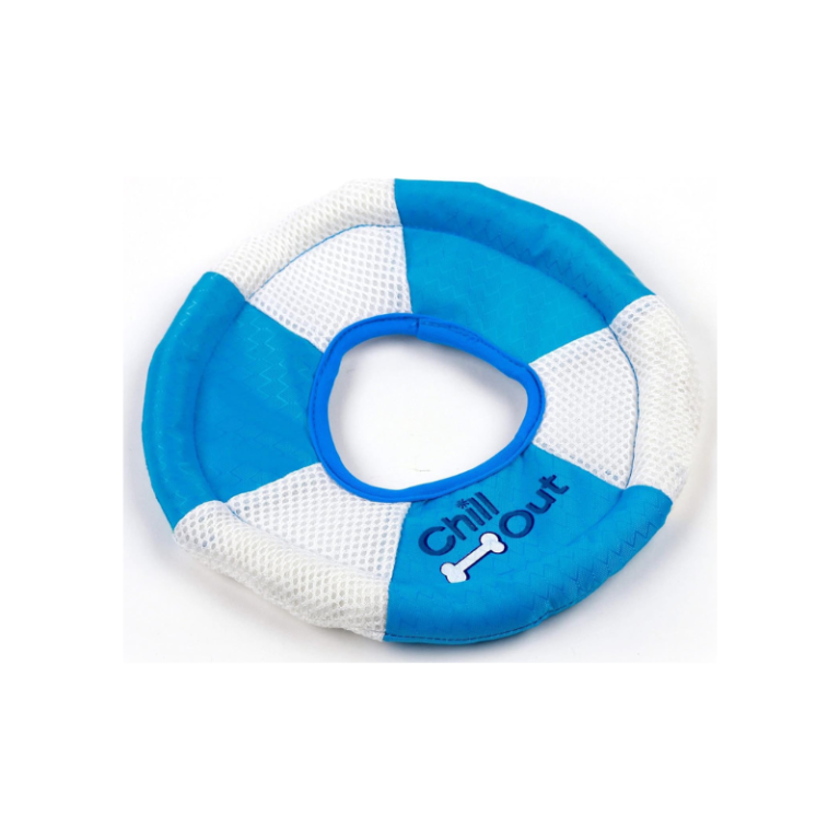 All for Paws Chill Out Blue & White Floating Flying Disc Dog Toy