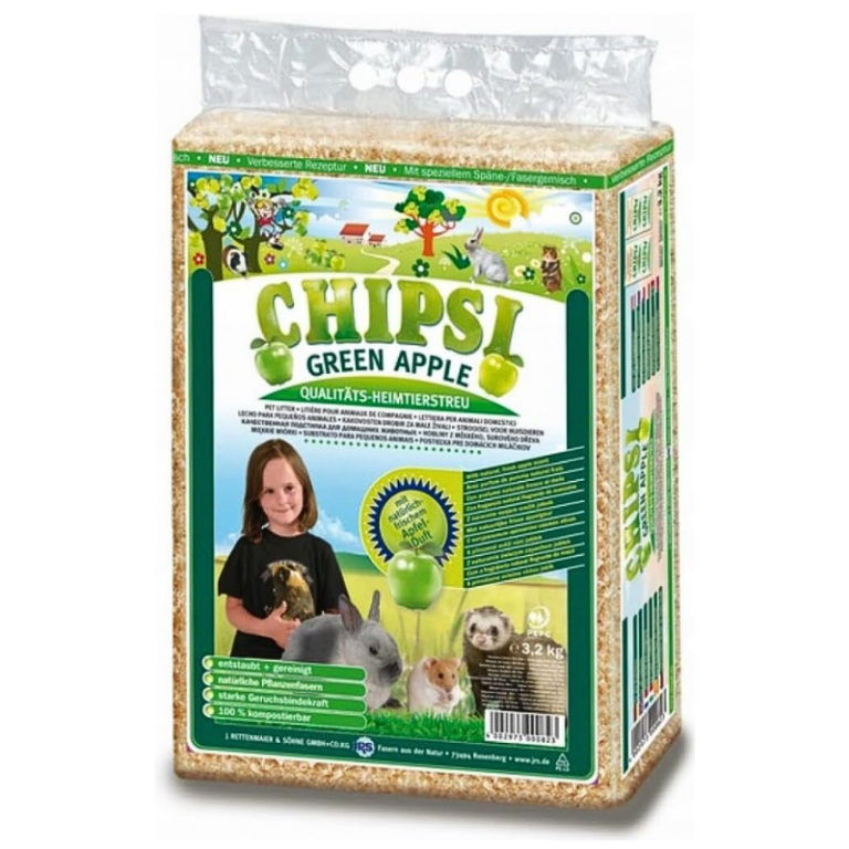 Chipsi Pet Litter – Green Apple Scent, 3.2kg for Rabbits, Rodents & Small Animals