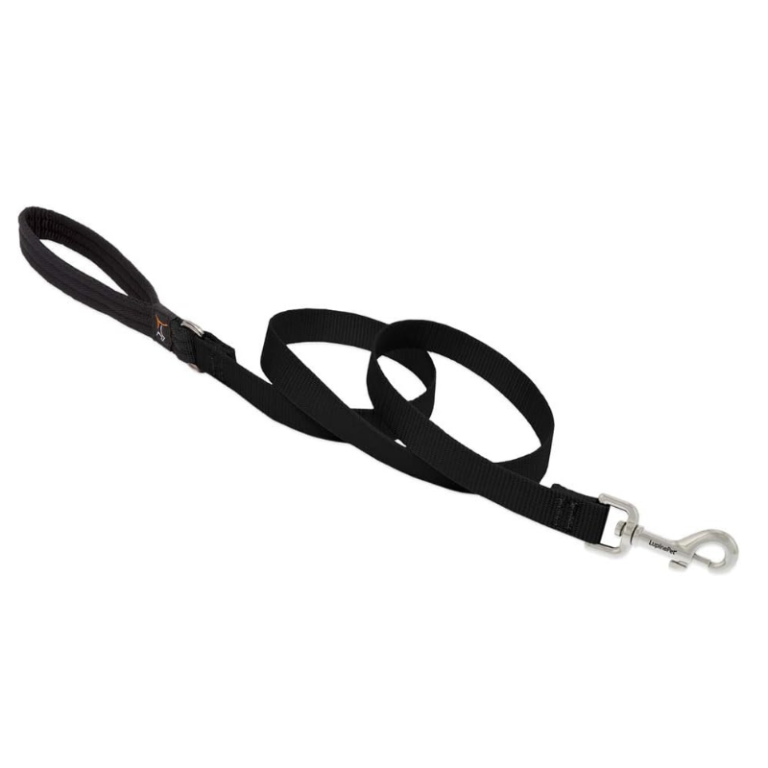 Lupine Basics Black Dog Leash with Padded Handle (122x1.9cm) – 4 ft x 3/4 inch