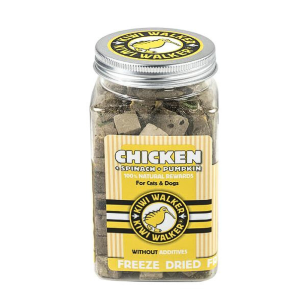 Kiwi Walker Chicken Cat & Dog Treats with Spinach & Pumpkin – Freeze Dried, 100G