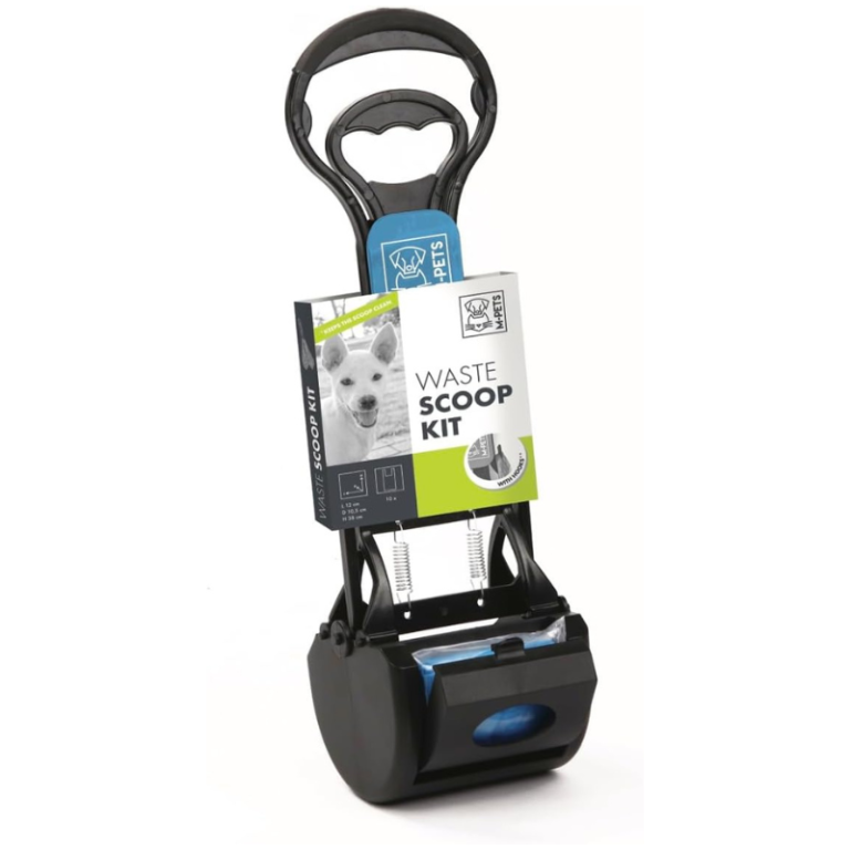 M-Pets Black Waste Scooper with Poop Bag – Convenient Pet Waste Tool