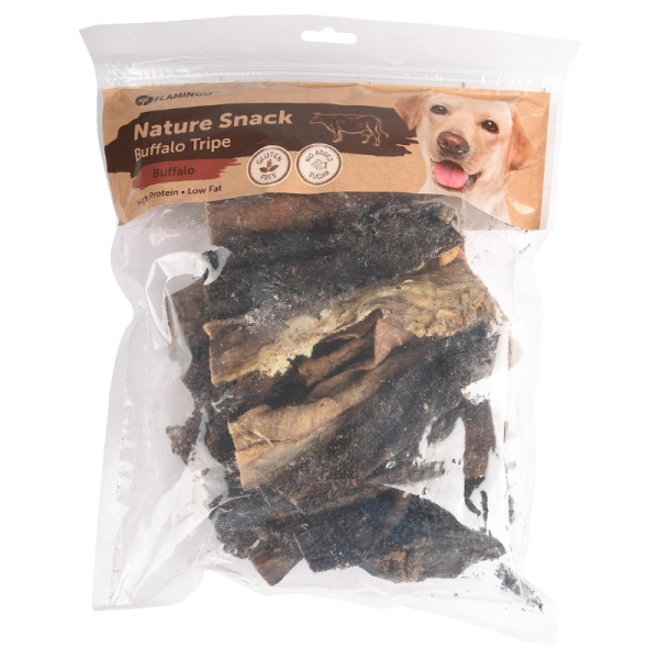 Flamingo Nature Snack Low Fat Buffalo Tripe Dog Treats for Dogs 9+ Months – 500G Natural Chews