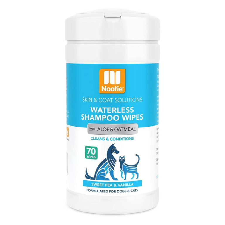 Nootie Waterless Shampoo Pet Wipes Sweet Pea & Vanilla – 70 Count for Dogs & Cats