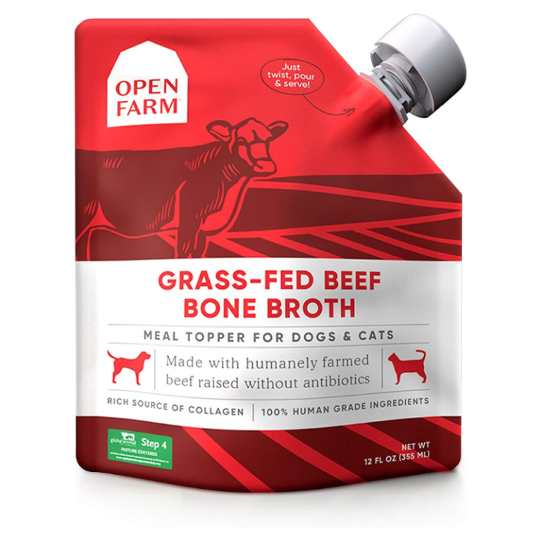 Open Farm Grass Fed Beef Bone Broth Meal Topper for Dogs & Cats – 12OZ (354g)