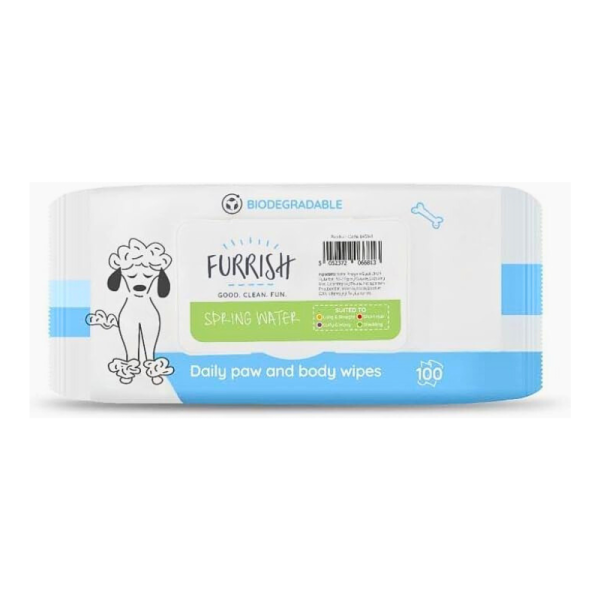 Furrish Paw & Body Wipes Spring Water Scent for Dogs – 100 Wipes