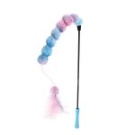 GiGwi Blue & Pink Wand Cat Teaser with Feathers