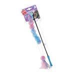 GiGwi Blue & Pink Wand Cat Teaser with Feathers