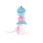 GiGwi Blue & Pink Fish Cat Toy with Feathers