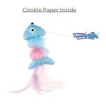 GiGwi Blue & Pink Fish Cat Toy with Feathers