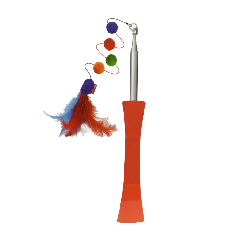 GiGwi Retractable Wand Cat Toy with Feathers