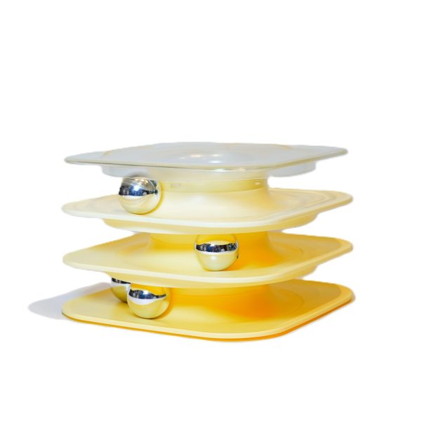 3-Layer Square Track Ball Cat Toy, Yellow