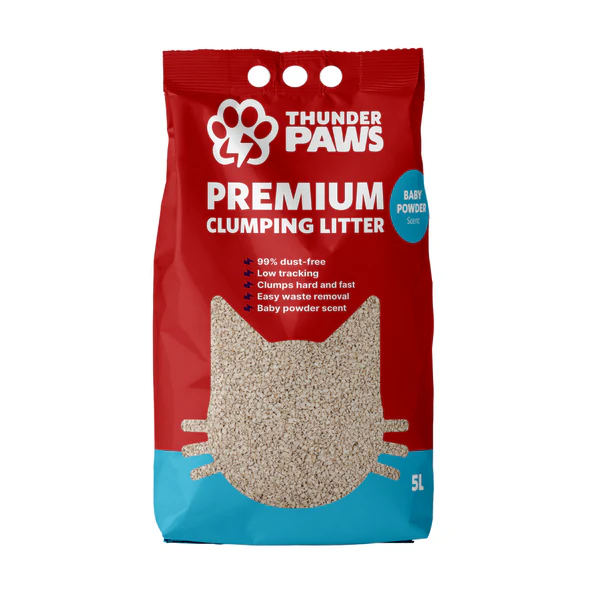 Thunder Paws Premium Clumping Cat Litter Baby Powder Scent 5 L