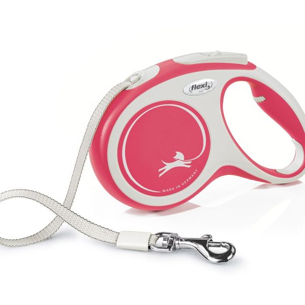 Red 5m Retractable Tape Leash for Dogs