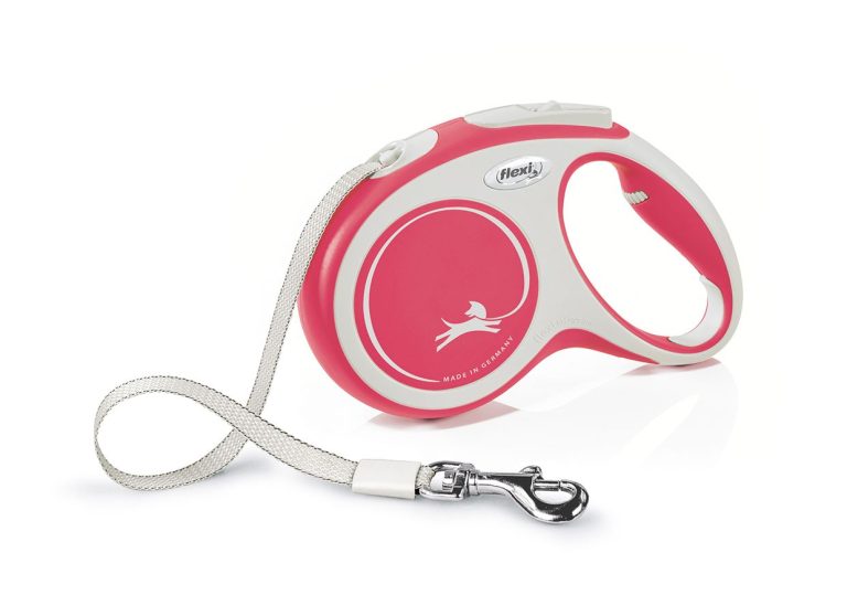 Red 5m Retractable Tape Leash for Dogs