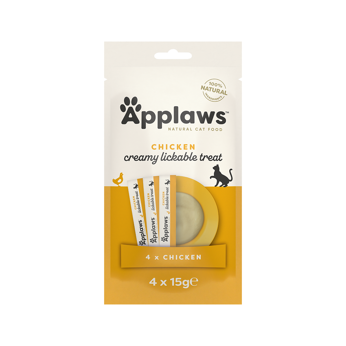 9602_product Applaws Lickable Creamy Treats Chicken Flavor for Adult Cats 4 x 15 gr