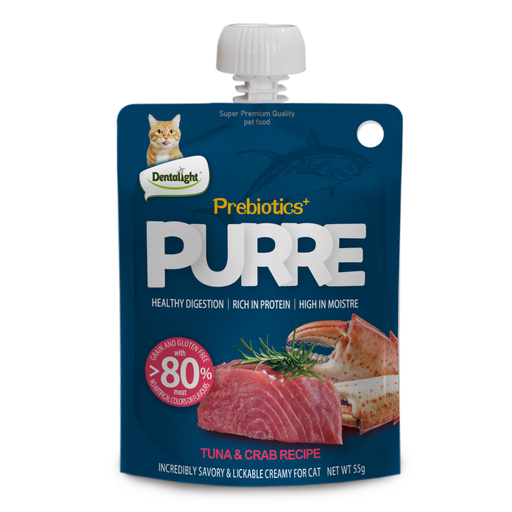 Dentalight Prebiotics Plus Purre Creamy Cat Treats with Tuna & Crab 55 gr