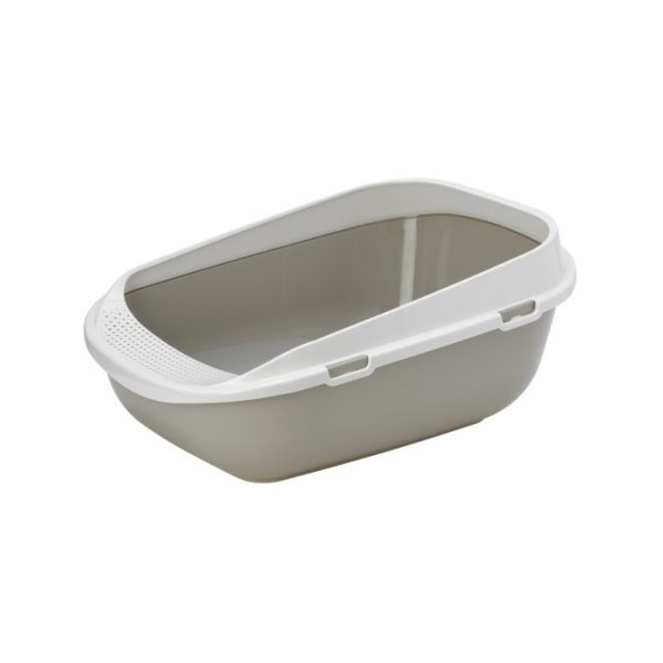 Moderna XL Comfy Gray & White Cat Litter Tray with Rim (65x48x27cm)