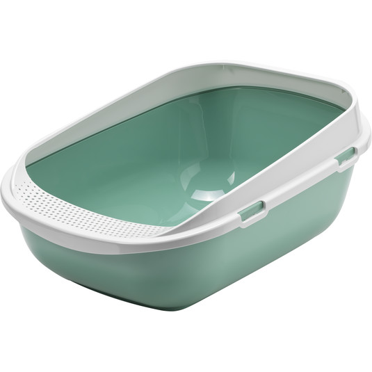 Moderna Mega Step Green & White Cat Litter Tray with Rim (65.6x48.2x28.5cm)