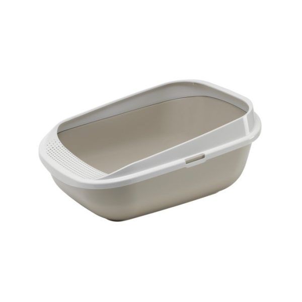 Moderna Large Comfy Gray & White Cat Litter Tray with Rim (57x43x25cm)
