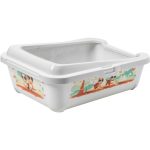 Moderna Hercules Indy & Louise White Printed Cat Litter Tray with Rim (50.9x39.2x19.2cm)