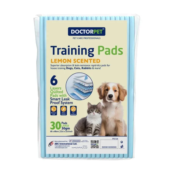 Doctor Pet Training Pads 60x60cm 30g Regular Lemon 30's - Leakproof, Odor-Controlled, Quick-Dry