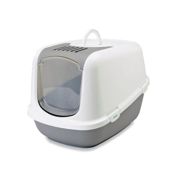 Savic Nestor Jumbo Cat Litter Box- Grey & White